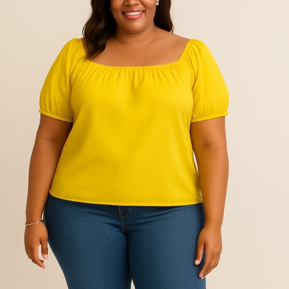 Lane Bryant Perforated‎ Yellow On or Off Shoulder Top Womens Plus Size 18 20